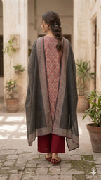 Dusty Rose Printed 3 Piece Lawn Suit