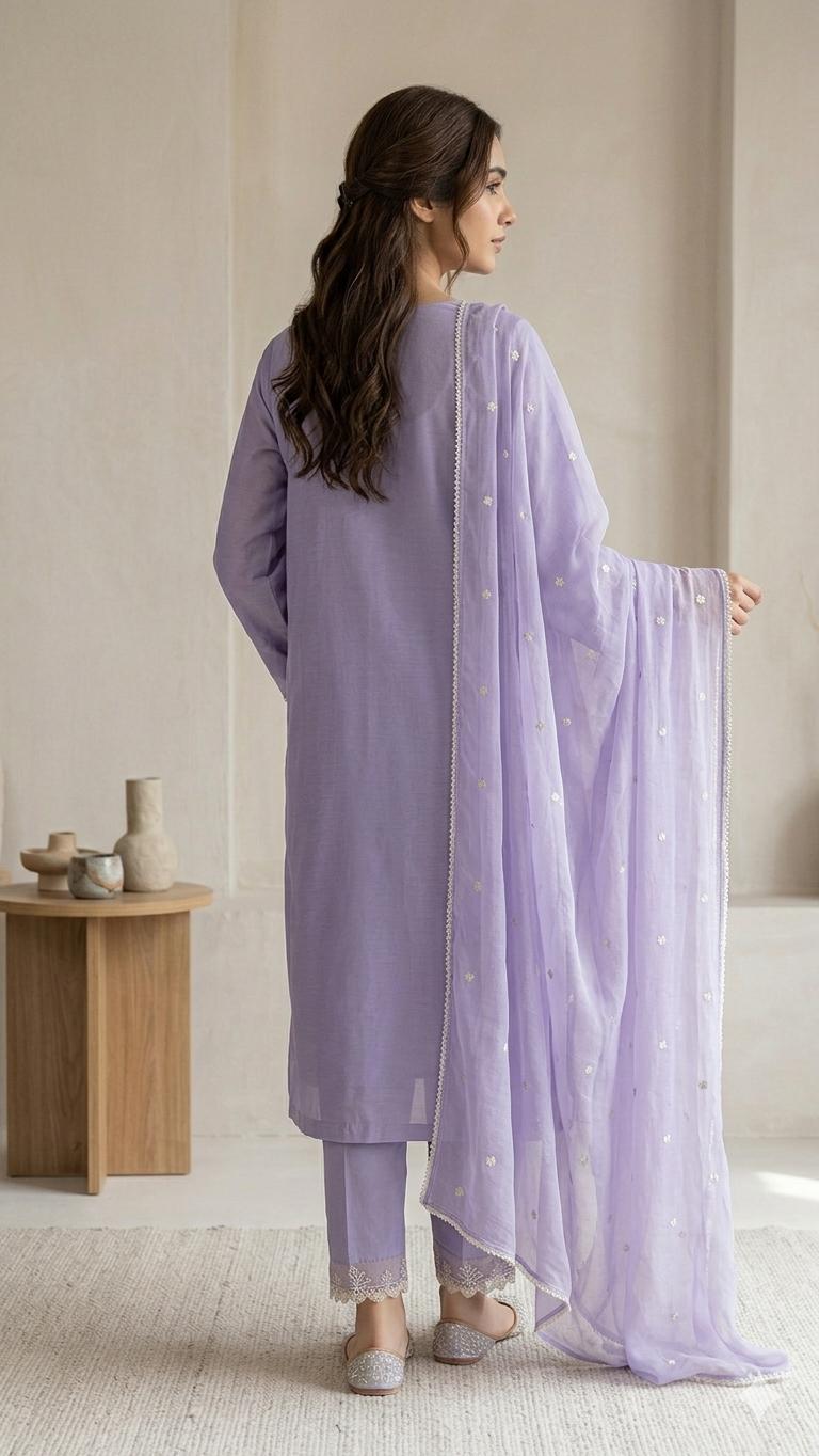 Lavender Embroidered 3 Piece Suit