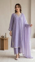 Lavender Embroidered 3 Piece Suit