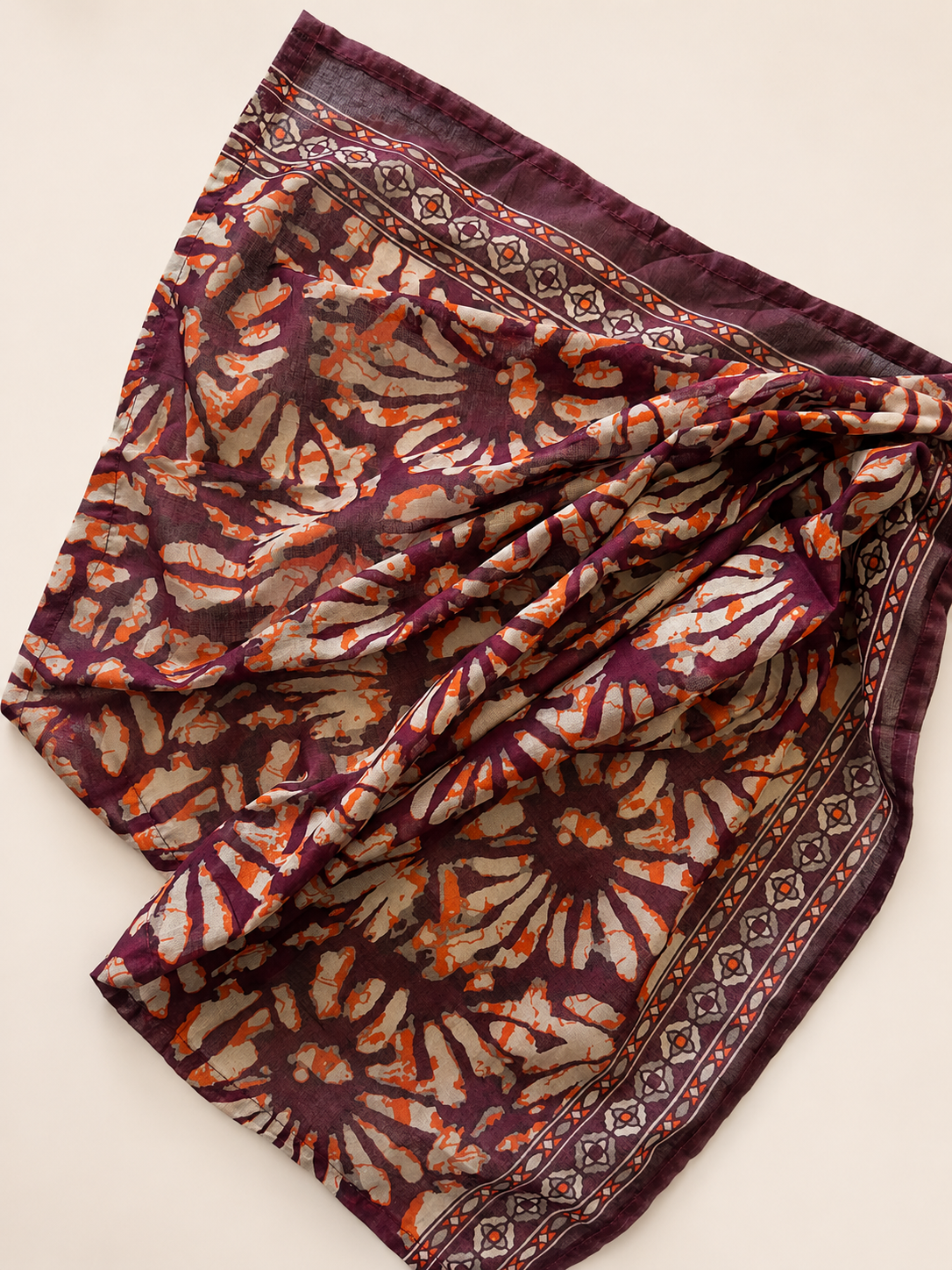 Maroon Printed 3 Piece Lawn Frock Suit