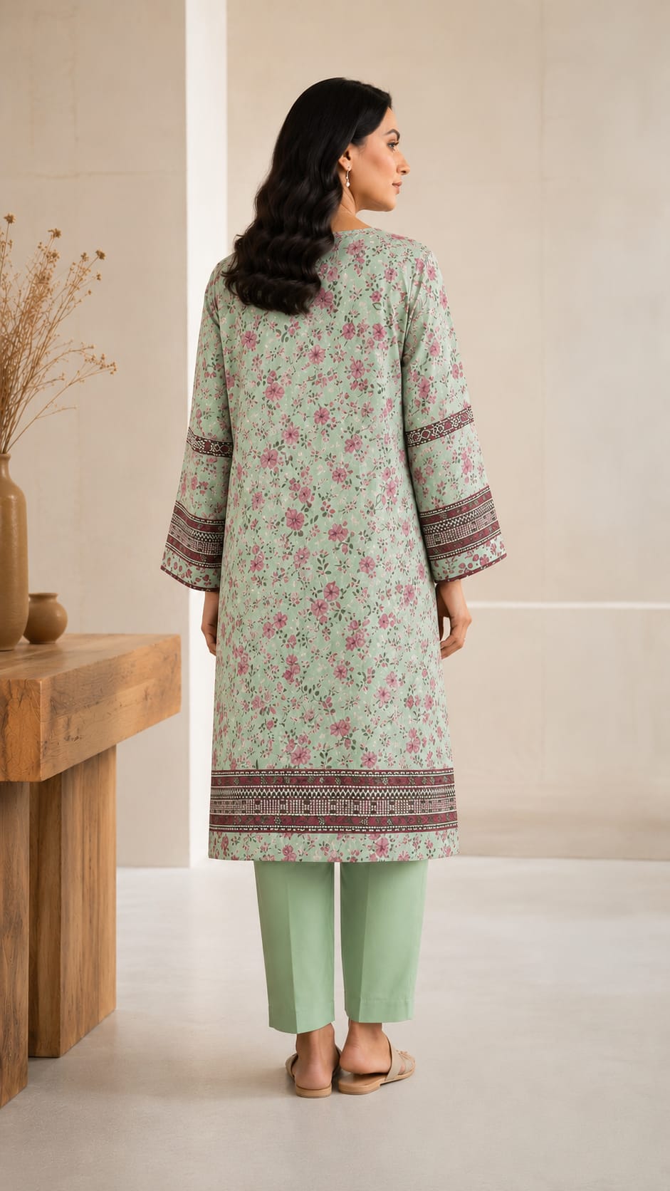 Mint Green Floral 3-Piece Suit