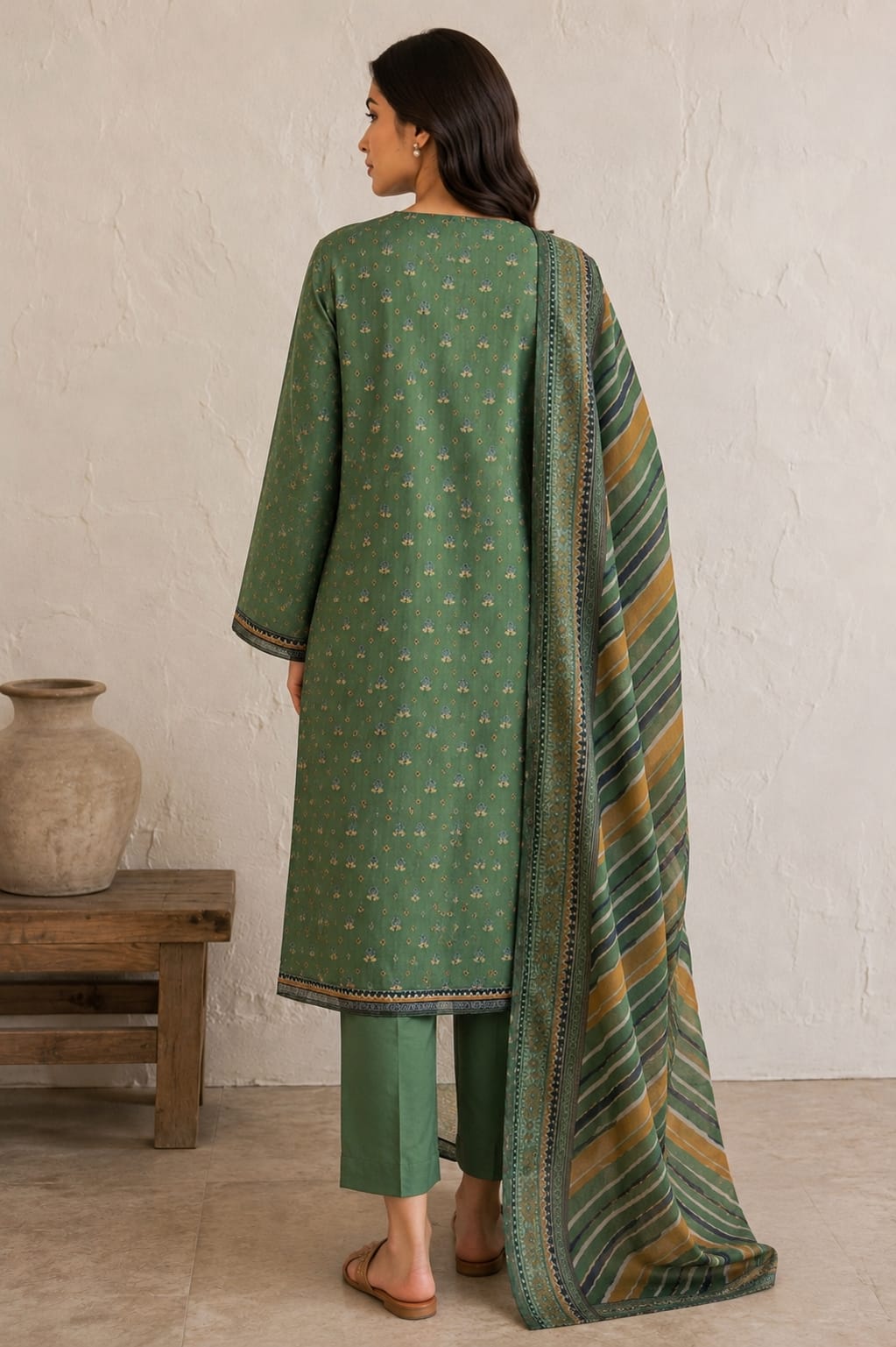 Sage Green Printed 3-Piece Lawn Suit