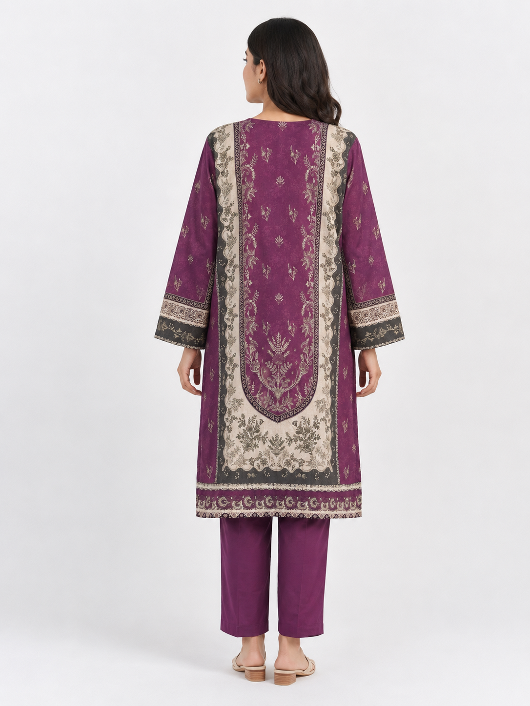 Plum Printed 3 Piece Lawn Suit
