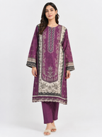 Plum Printed 3 Piece Lawn Suit